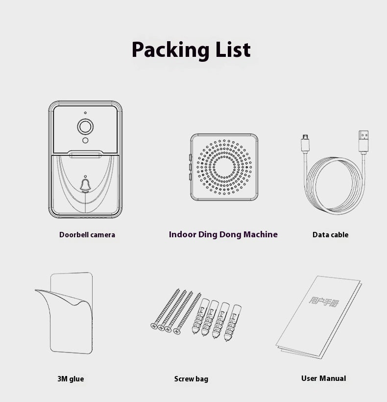 X3 Low-power Lithium Battery Visual Doorbell HD Night Vision Monitoring